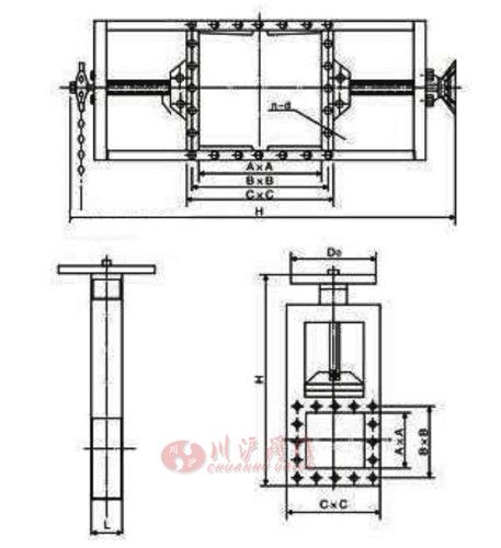 手動(dòng)方形插板閥結(jié)構(gòu)圖