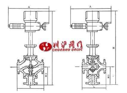 ZAZQ\ZAZX電動三通調(diào)節(jié)閥 結構圖